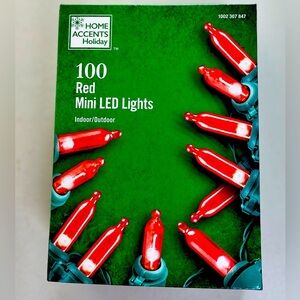 Home Accents Holiday 100 Ct Red LED Mini Lights 28 Feet Long Xmas Valentines